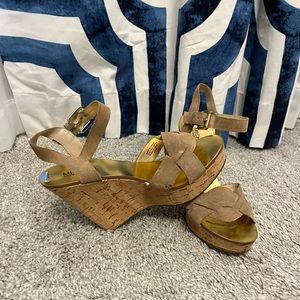 MICHAEL by Michael Kors.  Nude suede platform wedges.  Size 7.